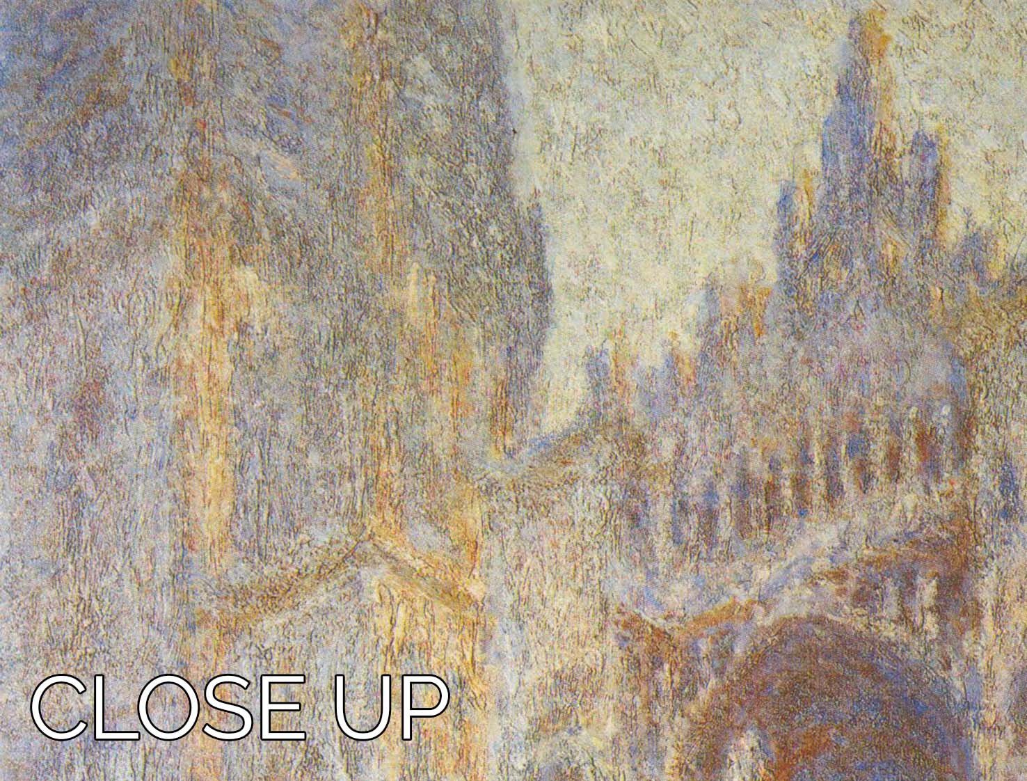 The Rouen Cathedral West facade by Monet 3 Split Panel Canvas Print - Canvas Art Rocks - 3