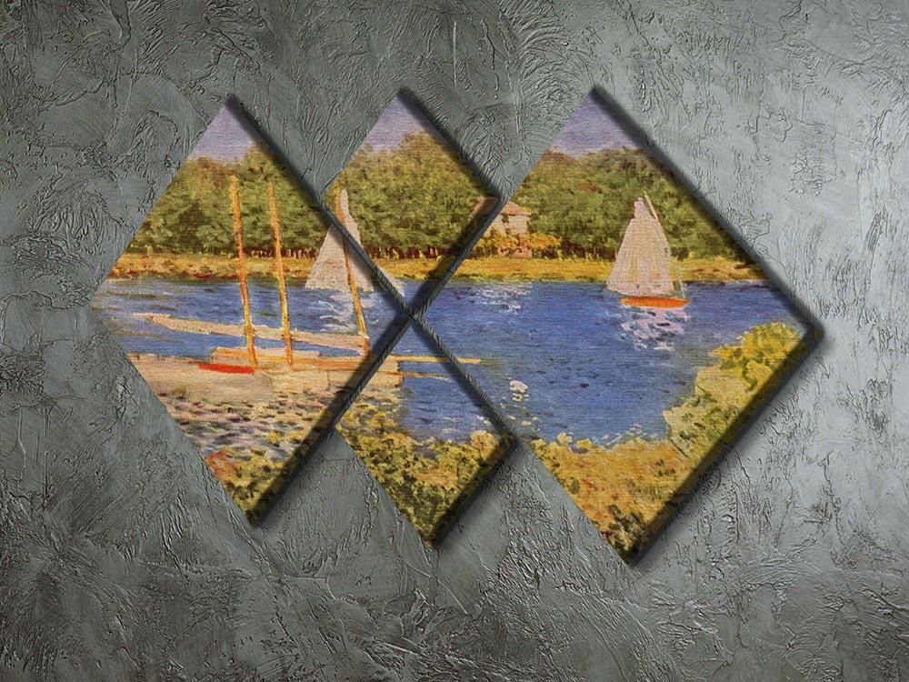 The Seine at Argenteuil Basin by Monet 4 Square Multi Panel Canvas - Canvas Art Rocks - 2