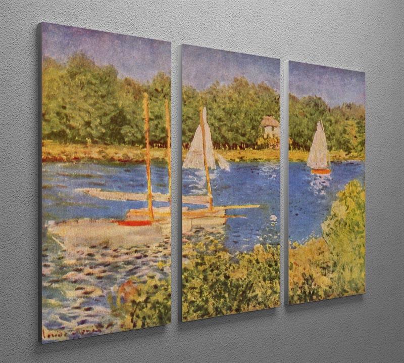 The Seine at Argenteuil Basin by Monet Split Panel Canvas Print - Canvas Art Rocks - 4