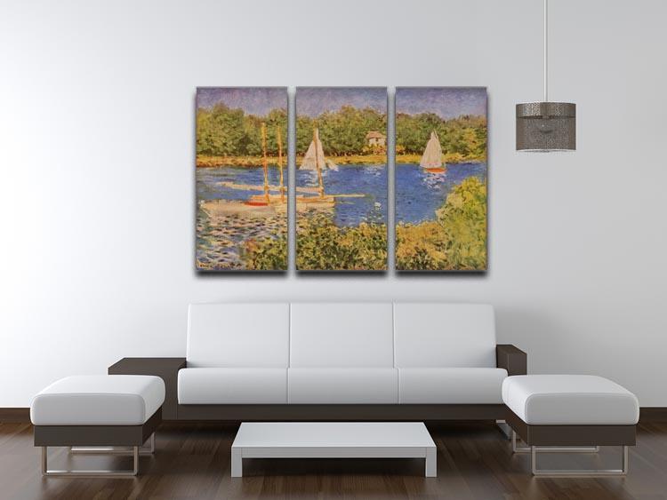 The Seine at Argenteuil Basin by Monet Split Panel Canvas Print - Canvas Art Rocks - 4