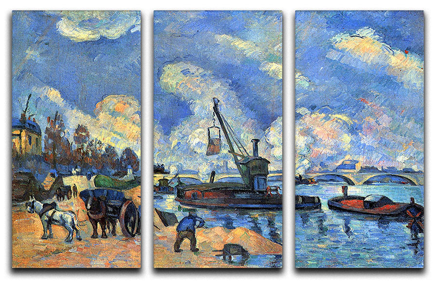 The Seine at Bercy by Cezanne 3 Split Panel Canvas Print - Canvas Art Rocks - 1