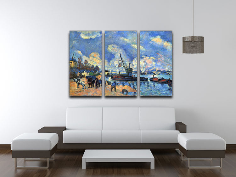 The Seine at Bercy by Cezanne 3 Split Panel Canvas Print - Canvas Art Rocks - 3
