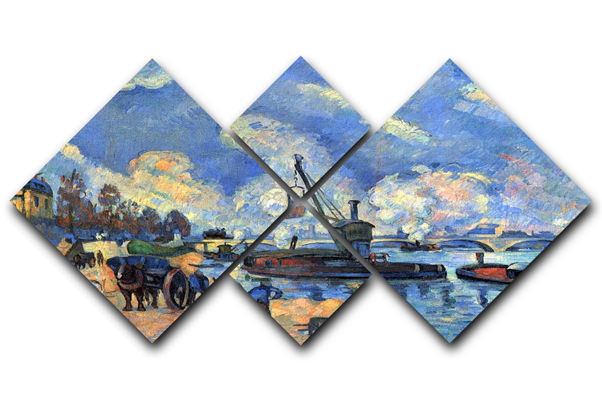 The Seine at Bercy by Cezanne 4 Square Multi Panel Canvas - Canvas Art Rocks - 1