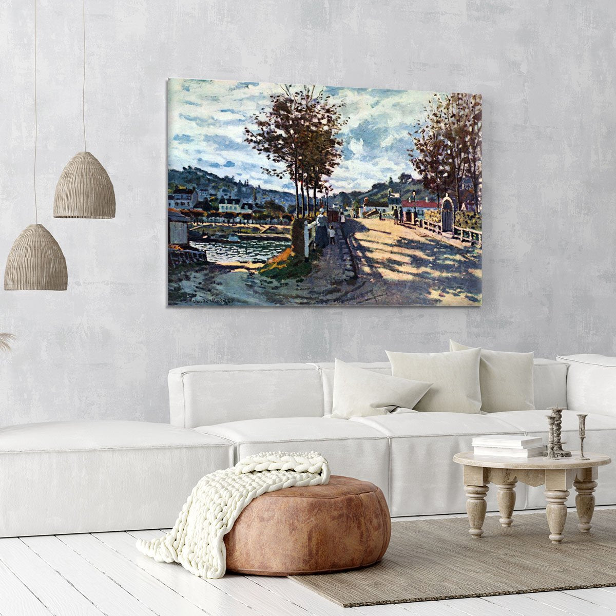 The Seine at Bougival by Monet Canvas Print or Poster