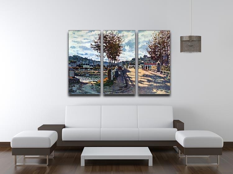 The Seine at Bougival by Monet Split Panel Canvas Print - Canvas Art Rocks - 4