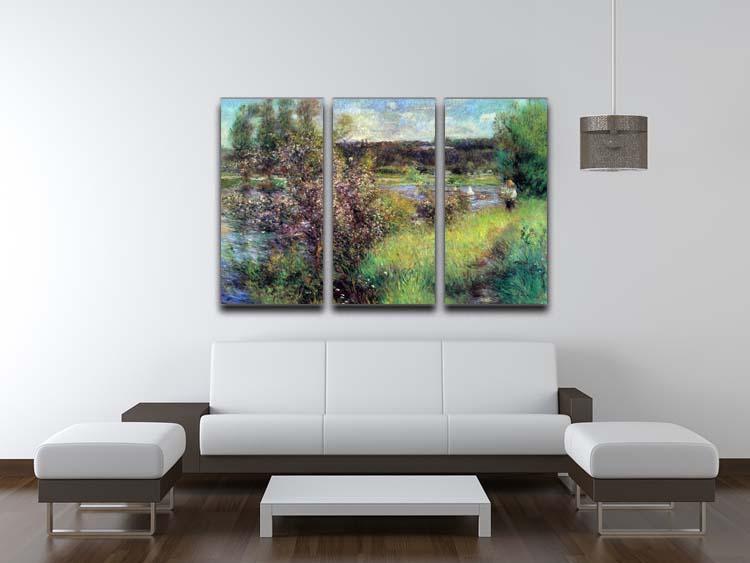 The Seine at Chatou by Renoir 3 Split Panel Canvas Print - Canvas Art Rocks - 3