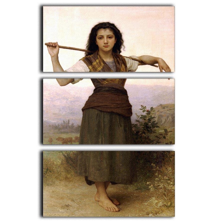 The Shepherdess By Bouguereau 3 Split Panel Canvas Print - Canvas Art Rocks - 1