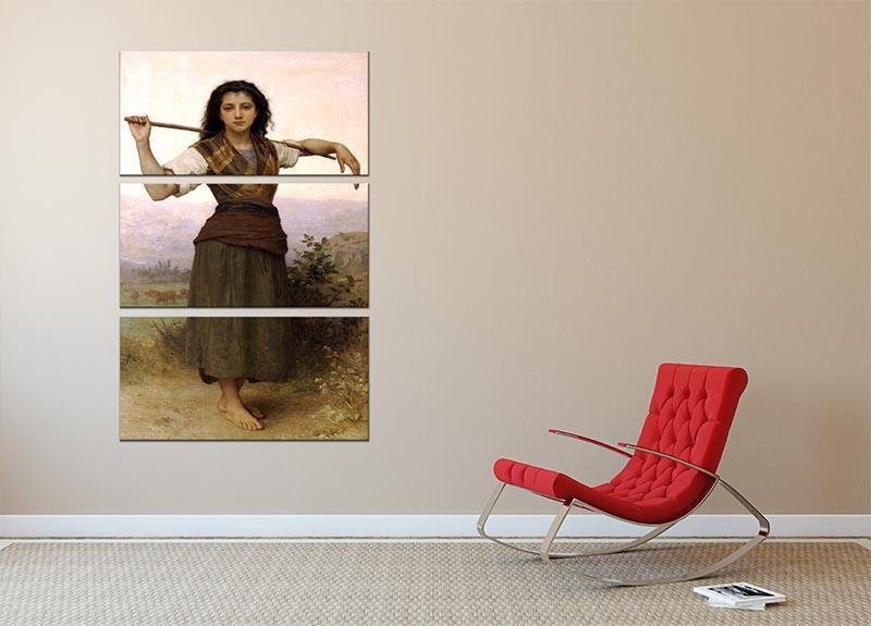 The Shepherdess By Bouguereau 3 Split Panel Canvas Print - Canvas Art Rocks - 2