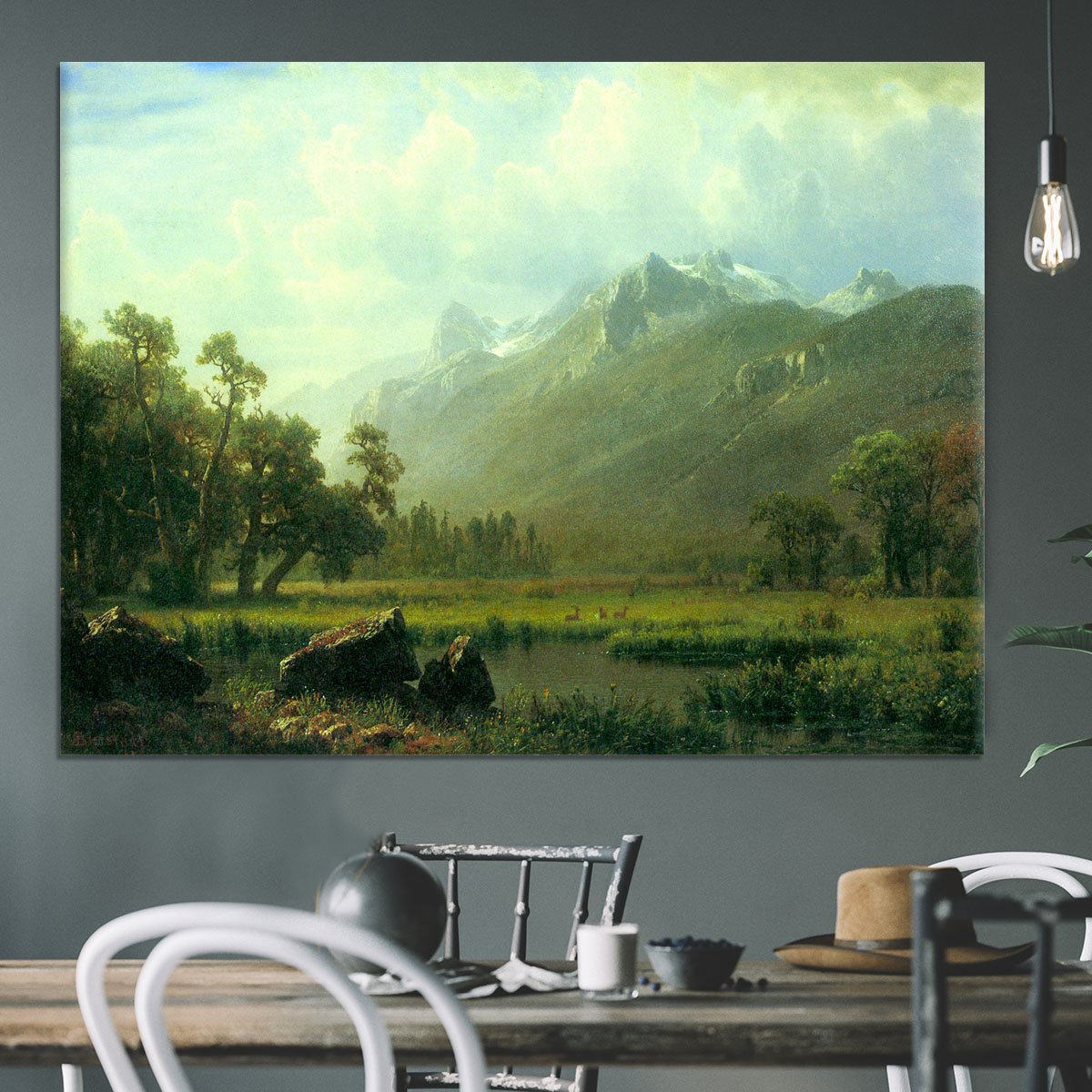 The Sierra near Lake Tahoe California by Bierstadt Canvas Print or Poster