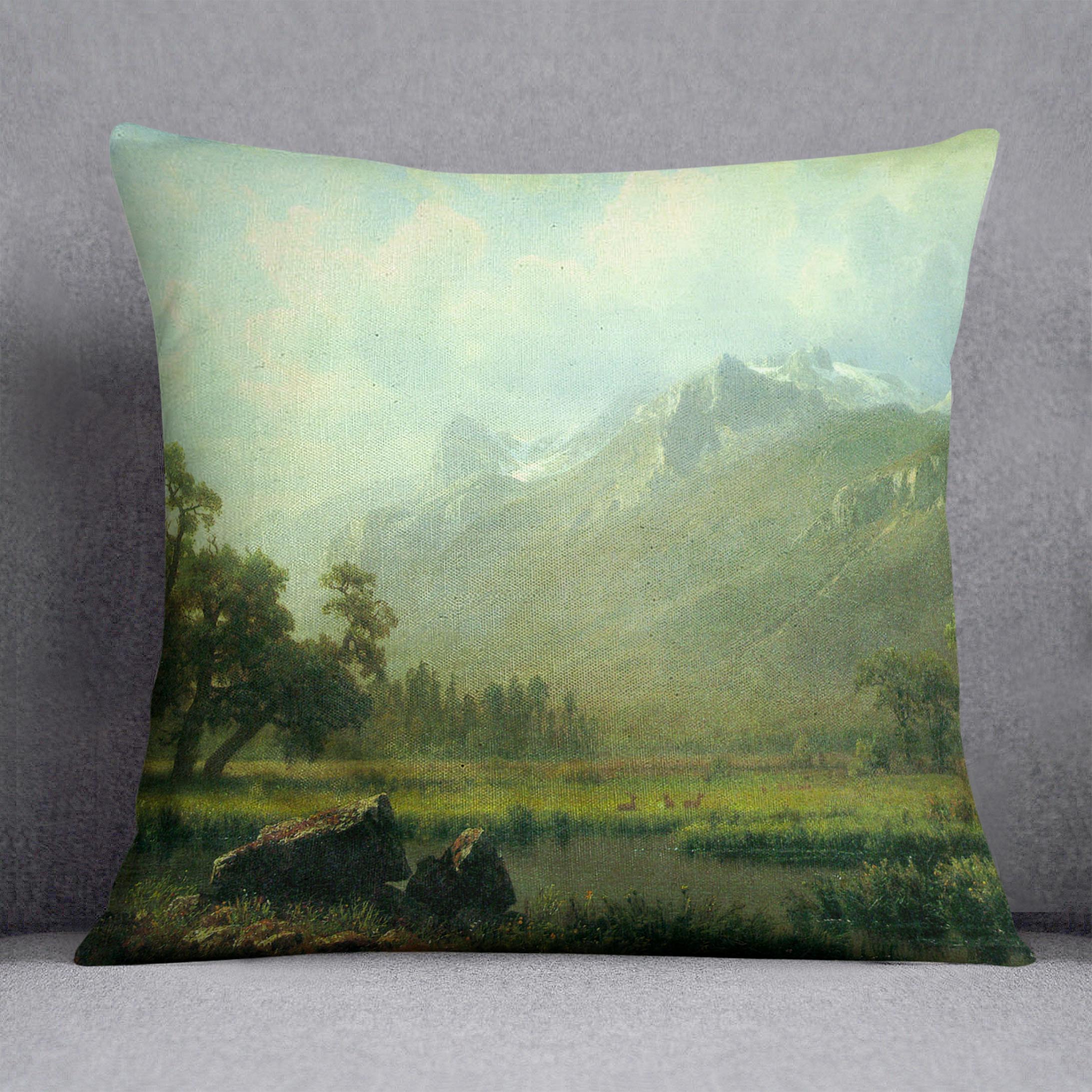 The Sierra near Lake Tahoe California by Bierstadt Cushion - Canvas Art Rocks - 1