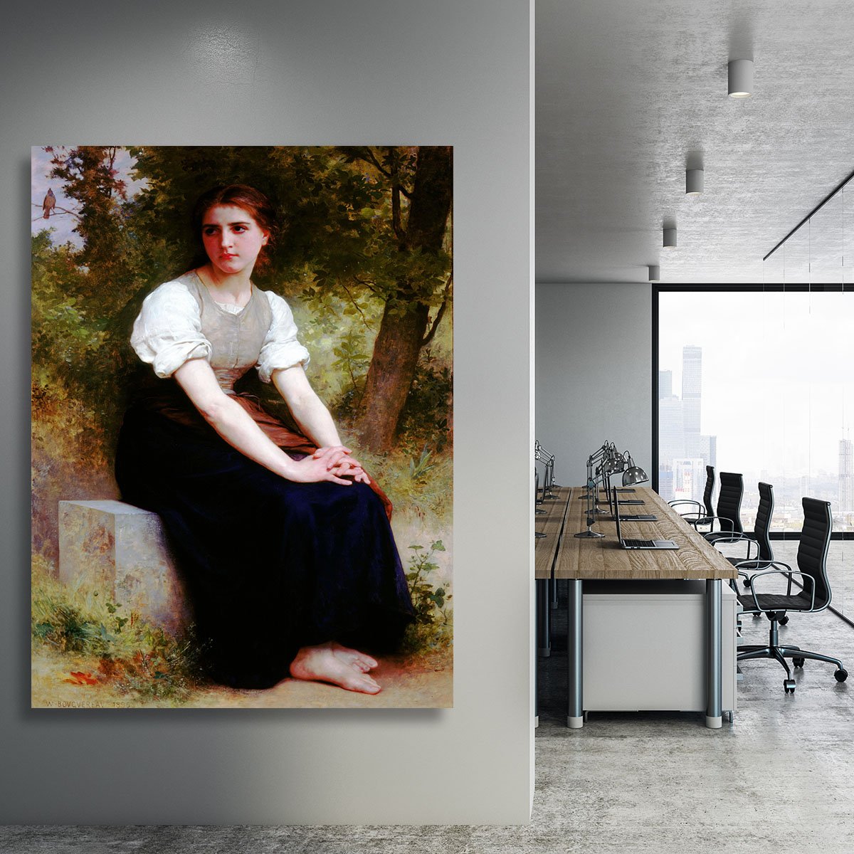 The Song of the Nightingale By Bouguereau Canvas Print or Poster