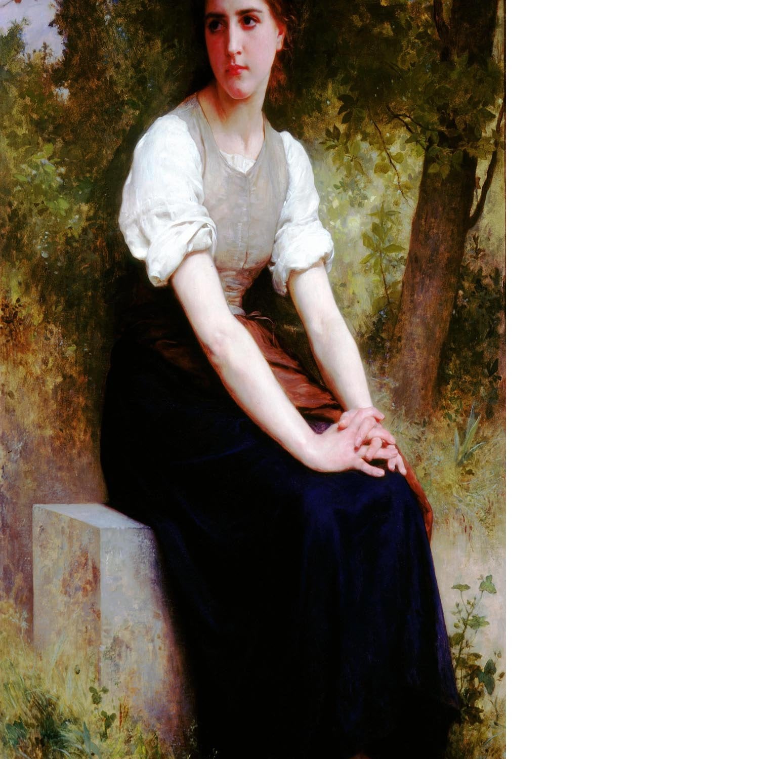 The Song of the Nightingale By Bouguereau Floating Framed Canvas