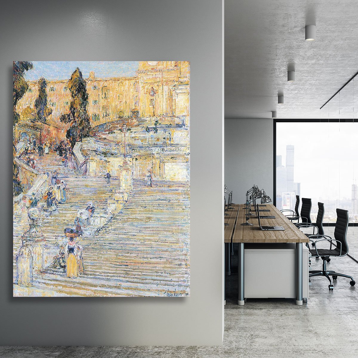 The Spanish steps by Hassam Canvas Print or Poster