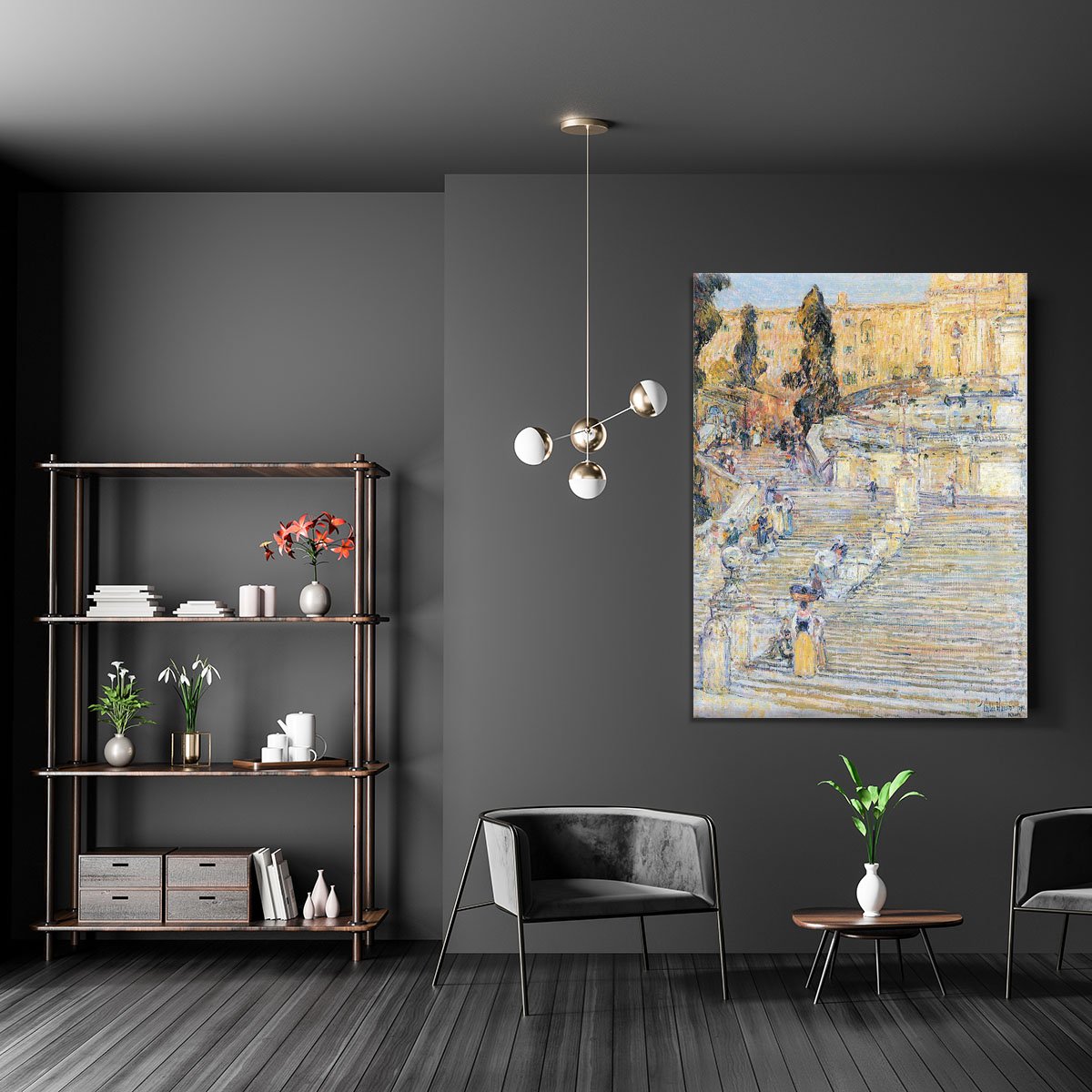 The Spanish steps by Hassam Canvas Print or Poster