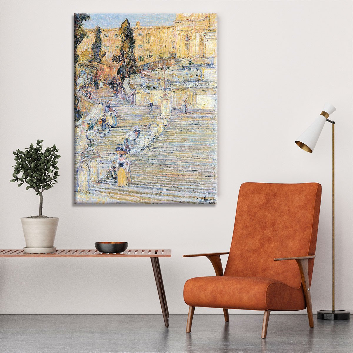 The Spanish steps by Hassam Canvas Print or Poster