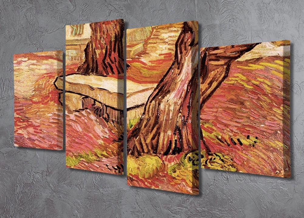 The Stone Bench in the Garden of Saint-Paul Hospital by Van Gogh 4 Split Panel Canvas - Canvas Art Rocks - 2