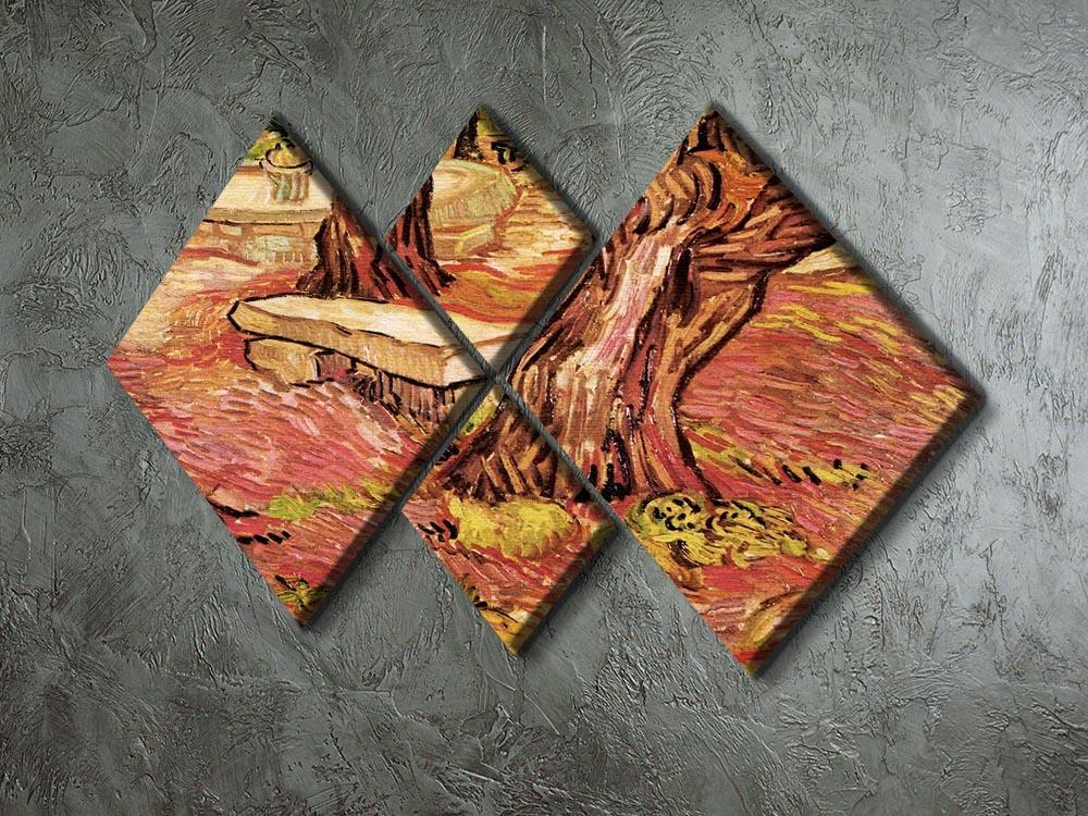 The Stone Bench in the Garden of Saint-Paul Hospital by Van Gogh 4 Square Multi Panel Canvas - Canvas Art Rocks - 2