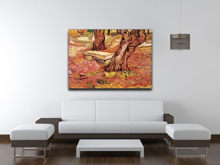 The Stone Bench in the Garden of Saint-Paul Hospital by Van Gogh Canvas Print & Poster - Canvas Art Rocks - 4
