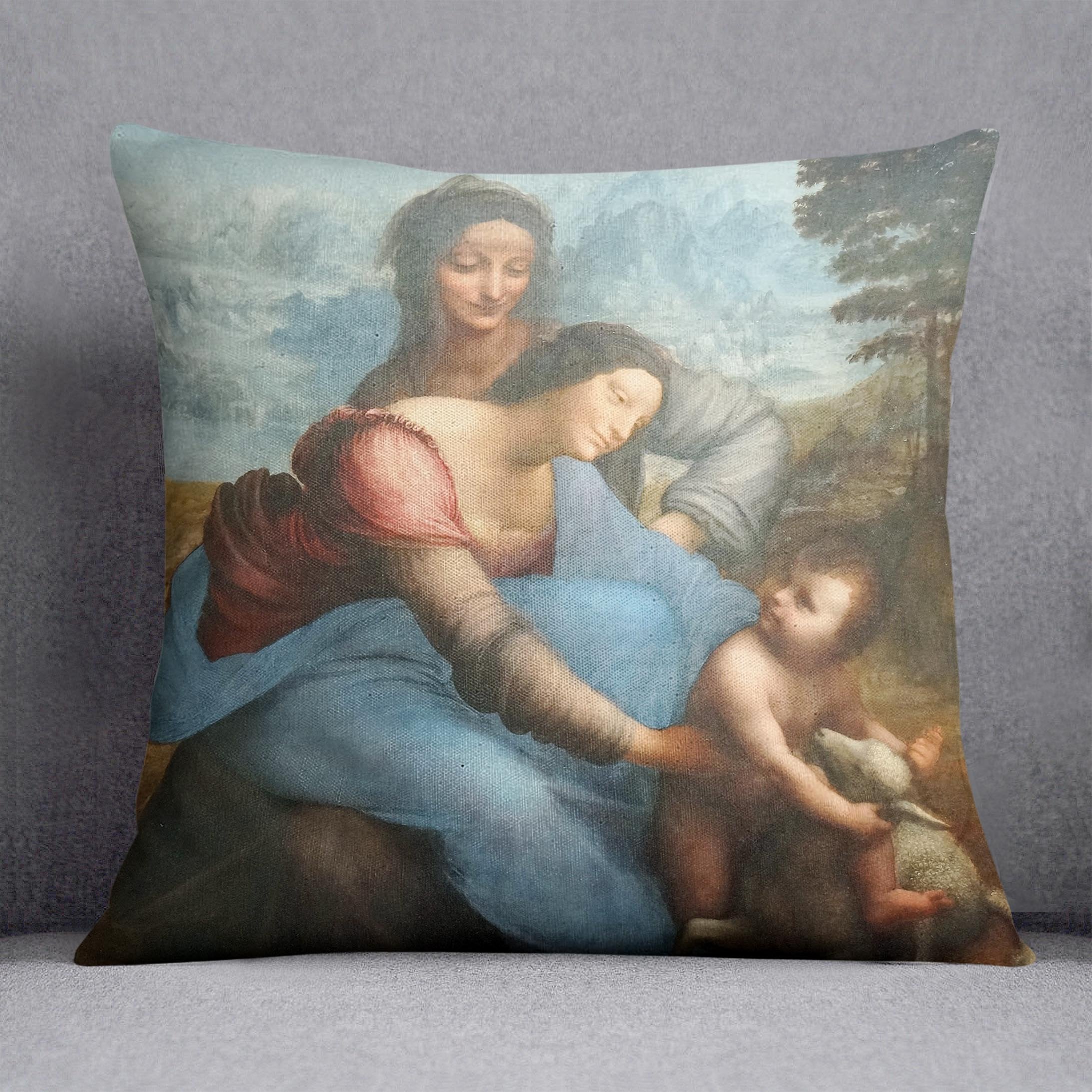 The Virgin and Child with St Anne by Da Vinci Throw Pillow