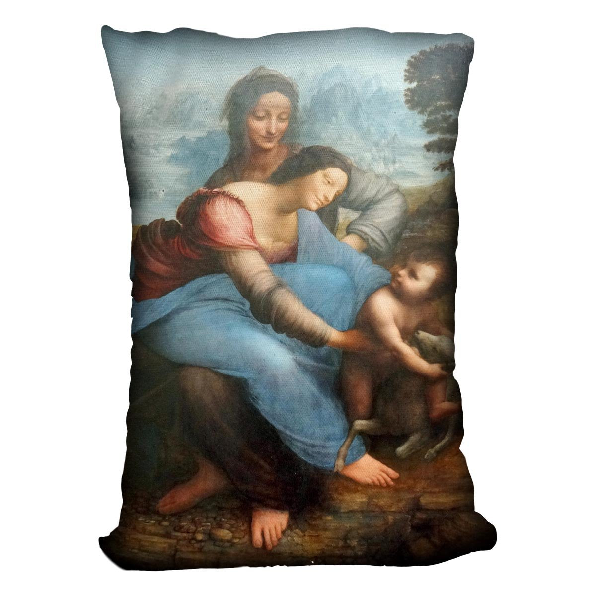 The Virgin and Child with St Anne by Da Vinci Throw Pillow
