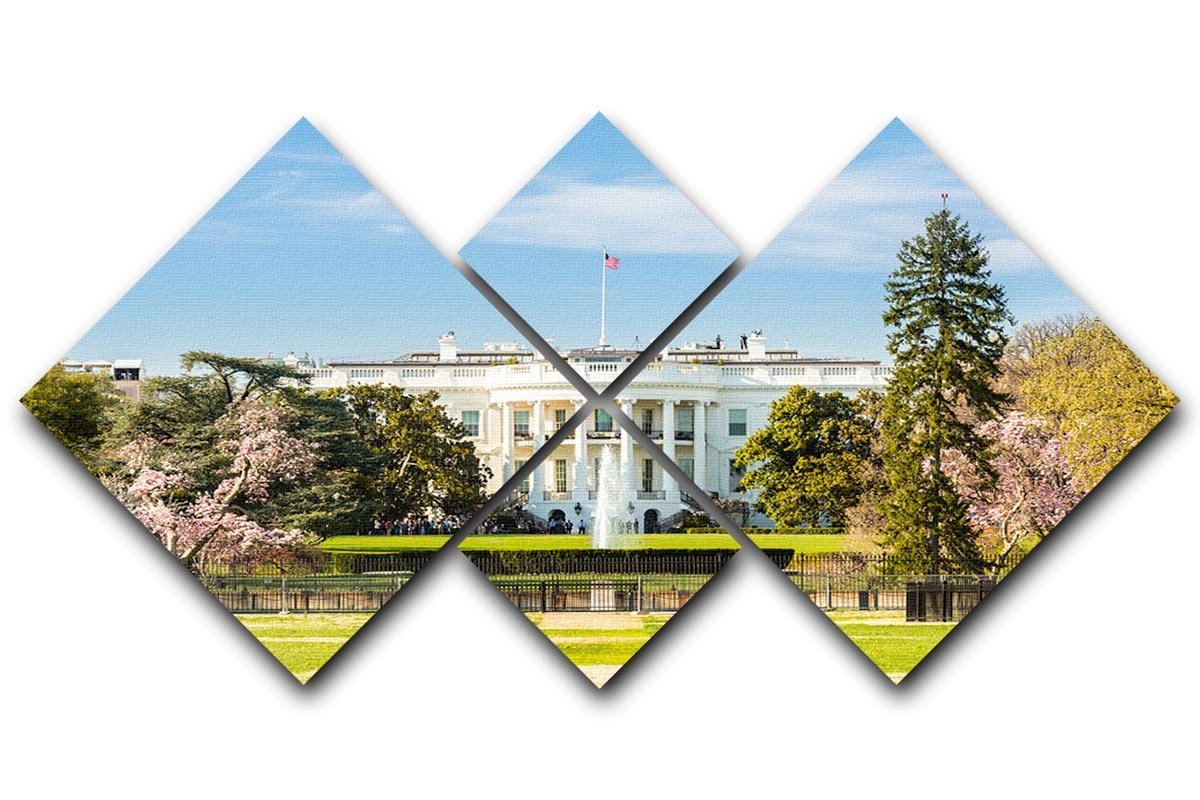 The White House Blossoms 4 Square Multi Panel Canvas  - Canvas Art Rocks - 1