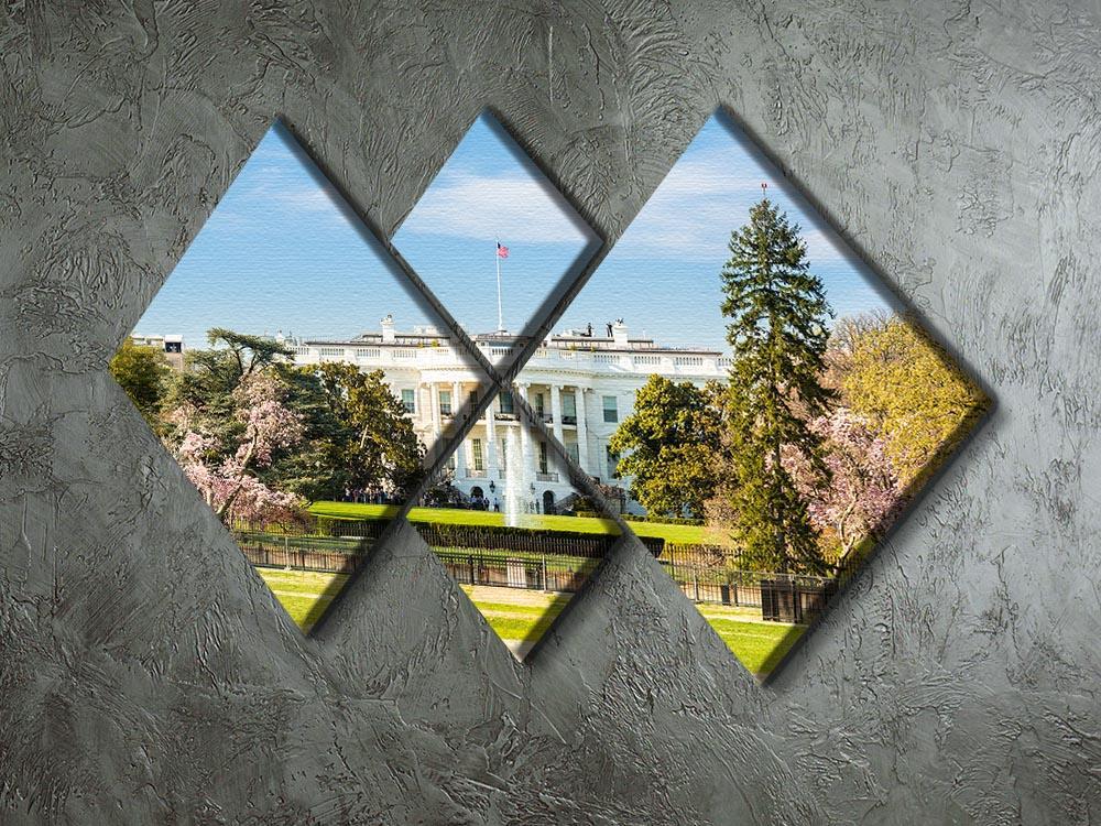 The White House Blossoms 4 Square Multi Panel Canvas  - Canvas Art Rocks - 2