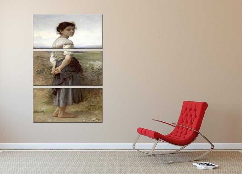 The Young Shepherdess By Bouguereau 3 Split Panel Canvas Print - Canvas Art Rocks - 2