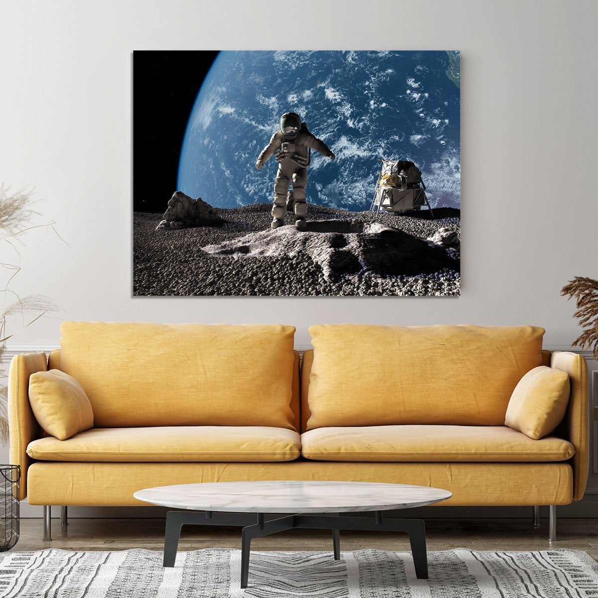 The astronaut on a background of a planet Canvas Print or Poster