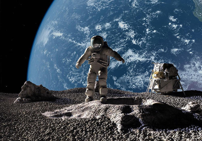 The astronaut on a background of a planet Wall Mural Wallpaper