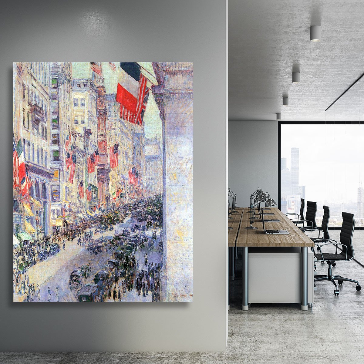 The avenue along 34th Street May 1917 by Hassam Canvas Print or Poster