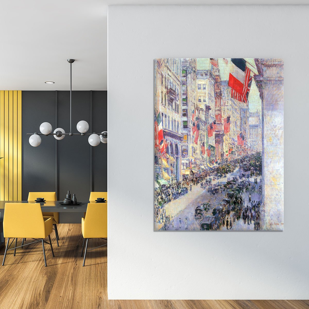 The avenue along 34th Street May 1917 by Hassam Canvas Print or Poster