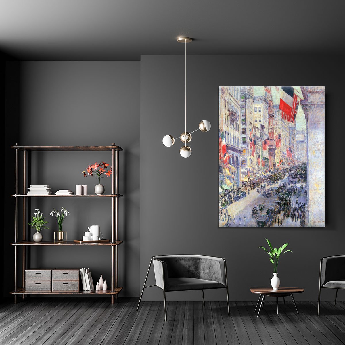 The avenue along 34th Street May 1917 by Hassam Canvas Print or Poster