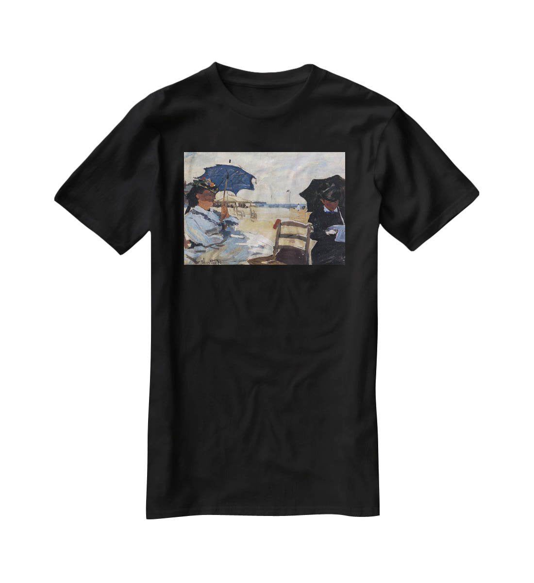 The beach a Trouville by Monet T-Shirt - Canvas Art Rocks - 1
