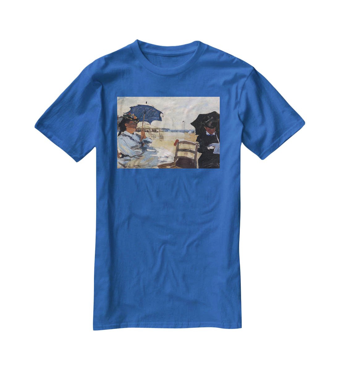 The beach a Trouville by Monet T-Shirt - Canvas Art Rocks - 2