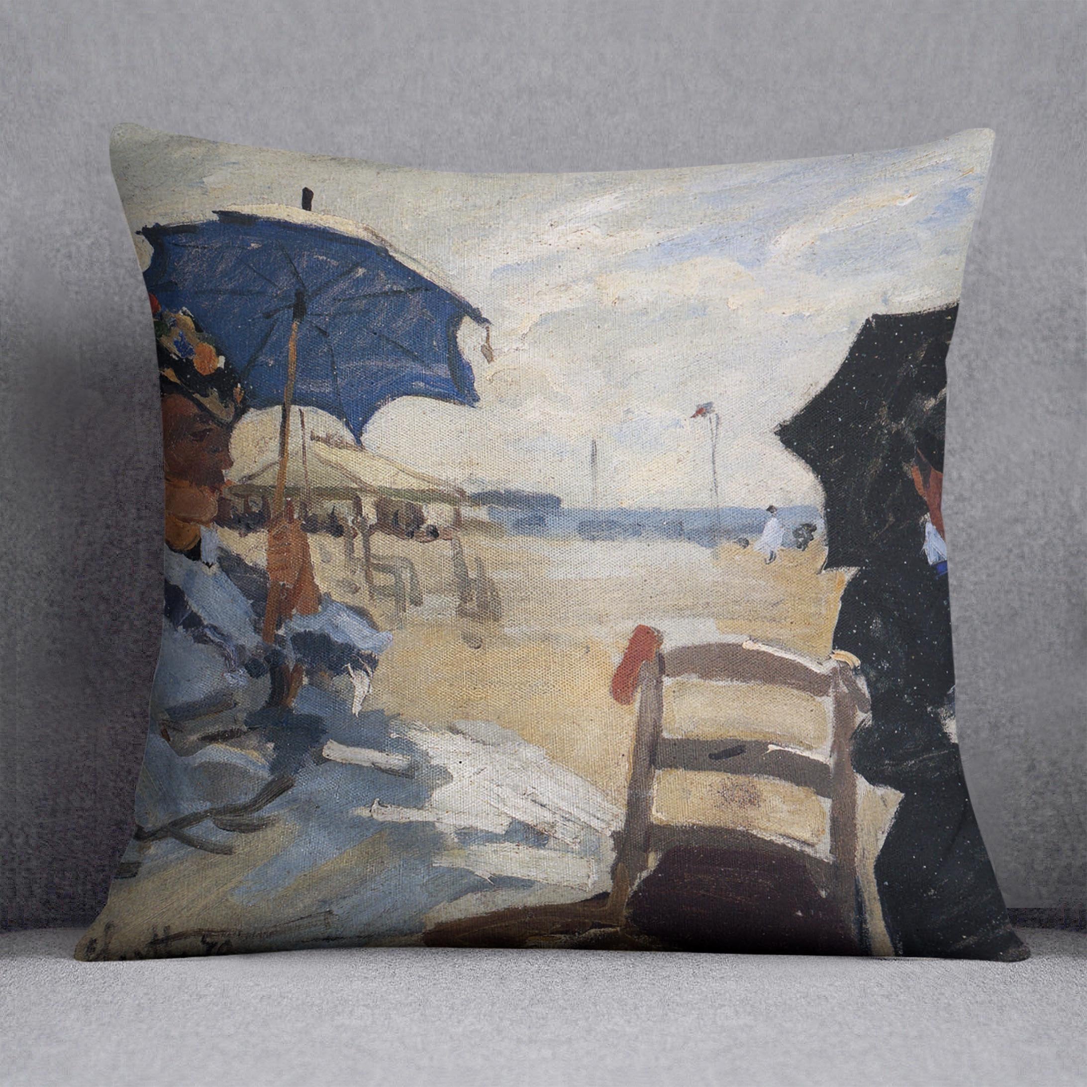 The beach a Trouville by Monet Throw Pillow