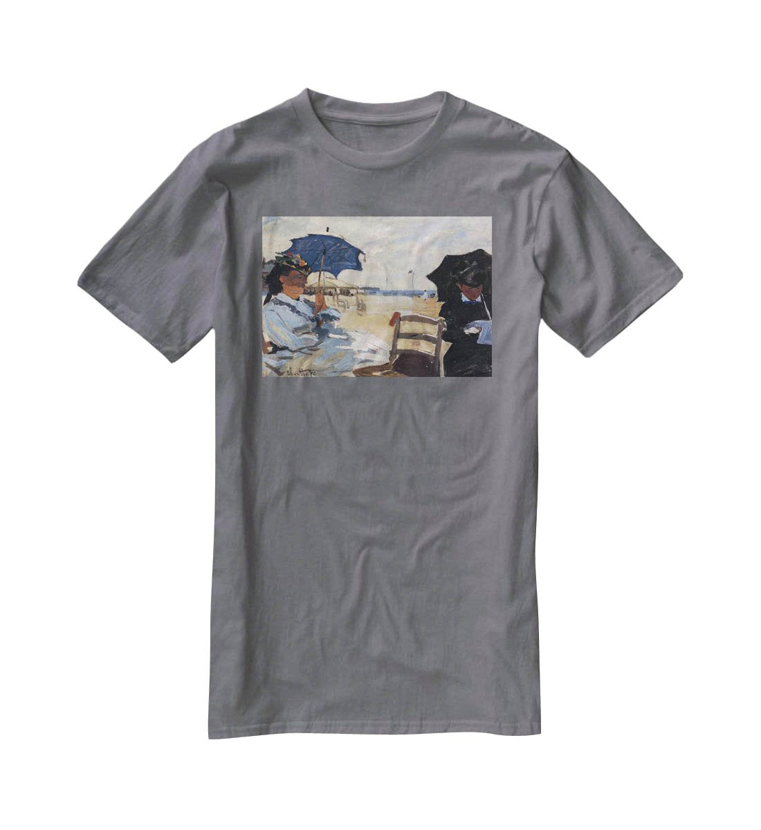The beach a Trouville by Monet T-Shirt - Canvas Art Rocks - 3