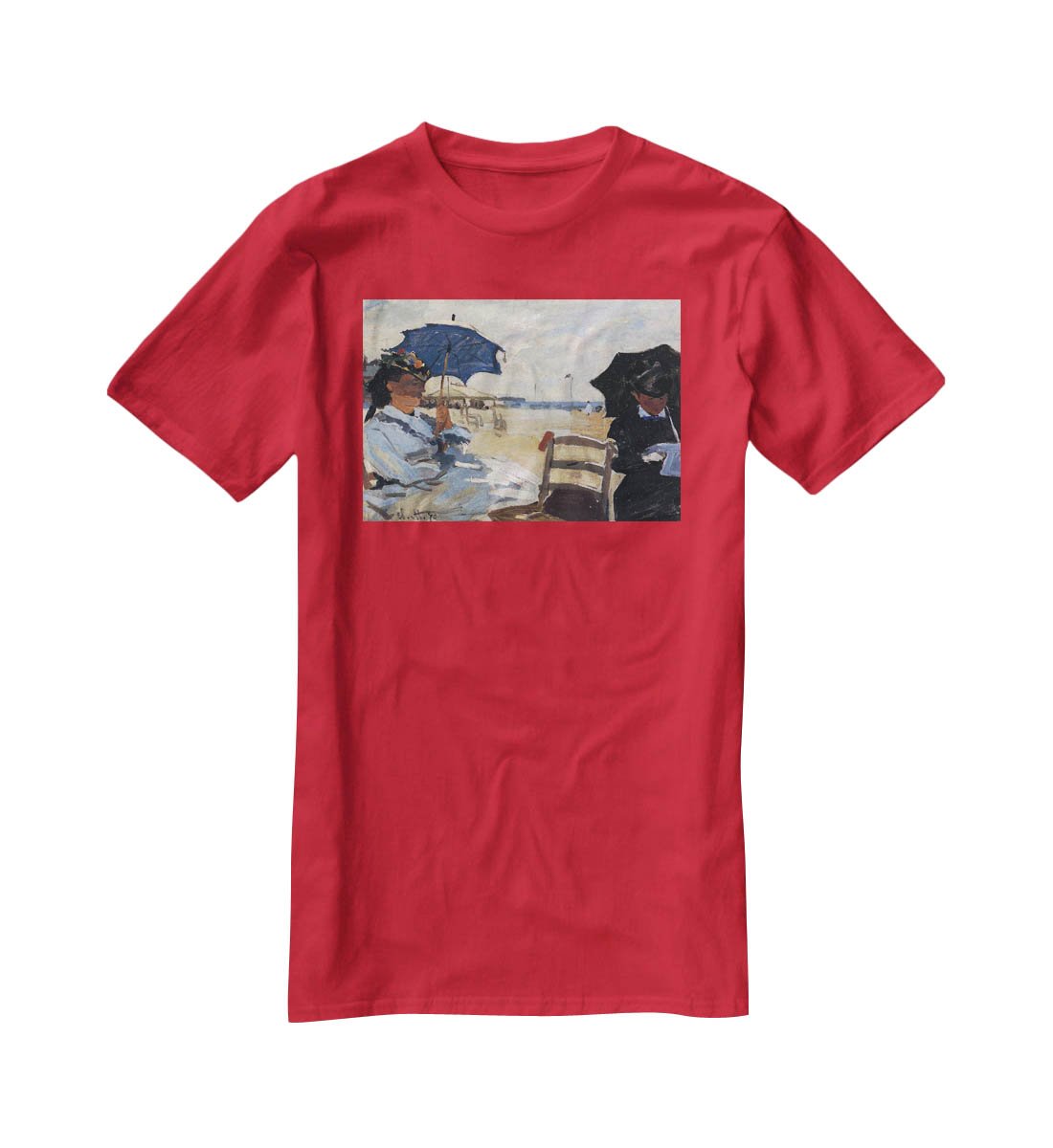 The beach a Trouville by Monet T-Shirt - Canvas Art Rocks - 4