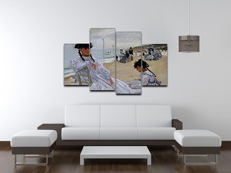 The beach at Trouville by Monet 4 Split Panel Canvas - Canvas Art Rocks - 3