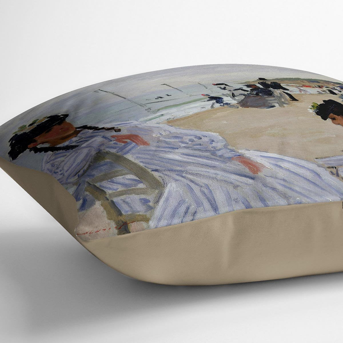 The beach at Trouville by Monet Throw Pillow