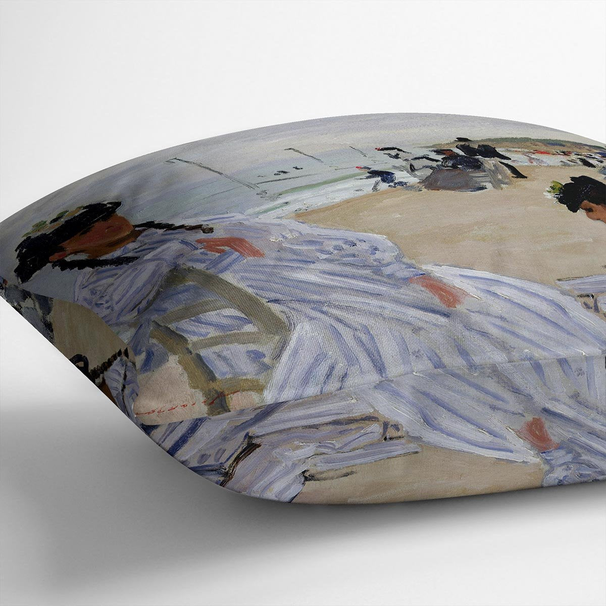 The beach at Trouville by Monet Throw Pillow
