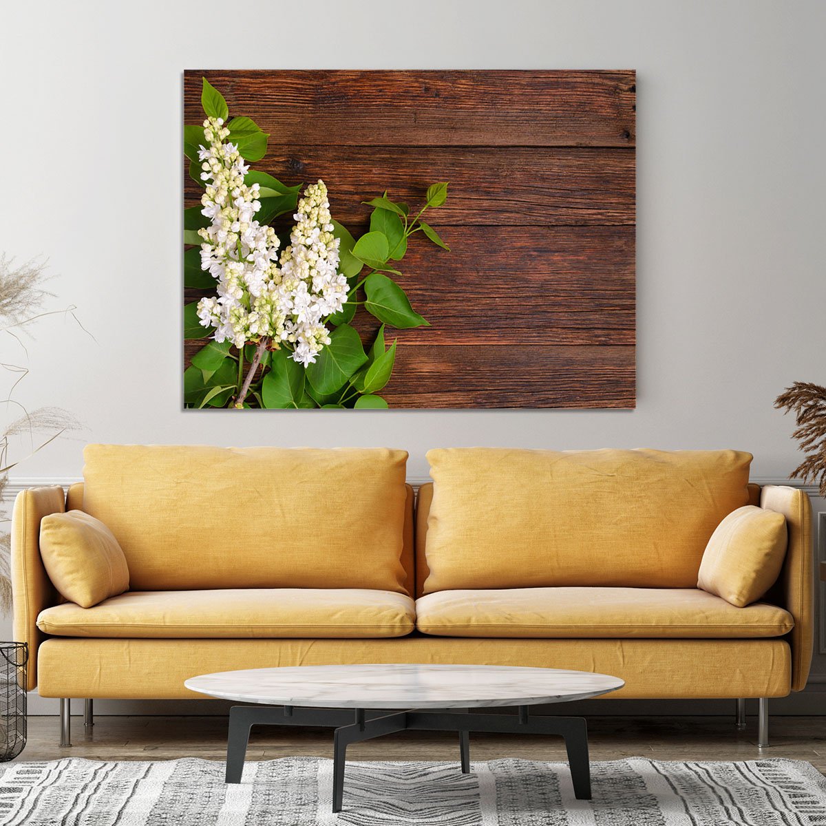 The beautiful lilac on a wooden background Canvas Print or Poster