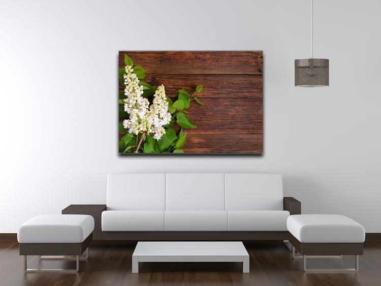 The beautiful lilac on a wooden background Canvas Print or Poster - Canvas Art Rocks - 4