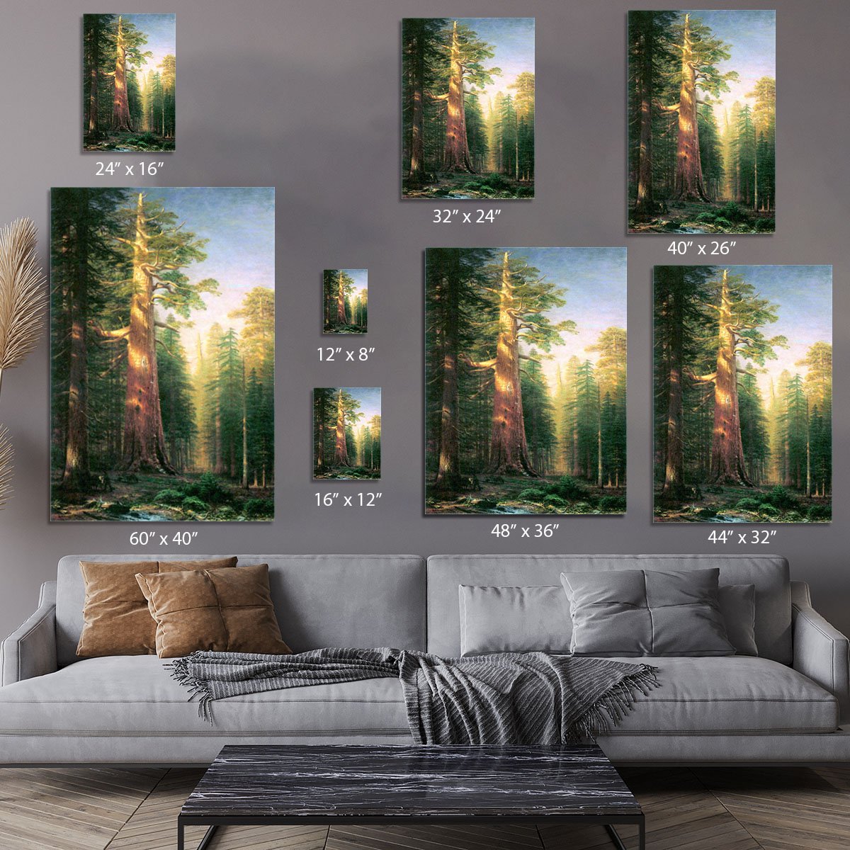 The big trees Mariposa Grove California by Bierstadt Canvas Print or Poster