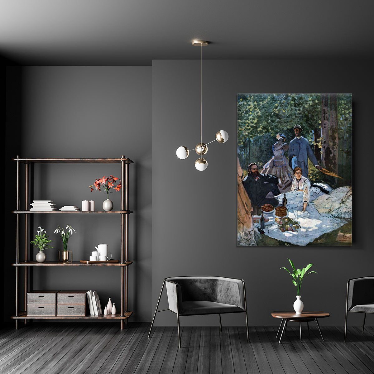 The breakfast outdoors central section by Monet Canvas Print or Poster