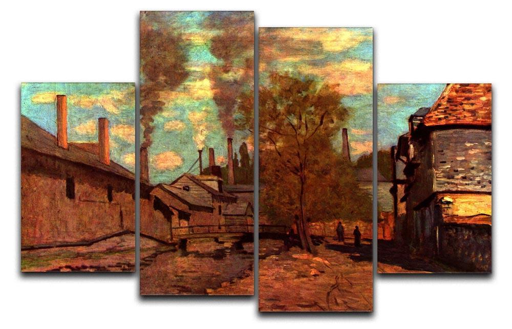 The brook of Robec by Monet 4 Split Panel Canvas  - Canvas Art Rocks - 1
