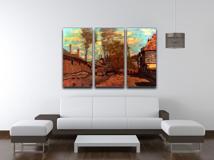 The brook of Robec by Monet Split Panel Canvas Print - Canvas Art Rocks - 4
