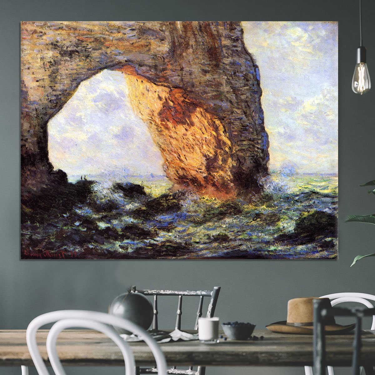 The cliff at Etretat by Monet Canvas Print or Poster
