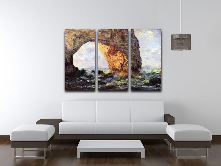 The cliff at Etretat by Monet Split Panel Canvas Print - Canvas Art Rocks - 4