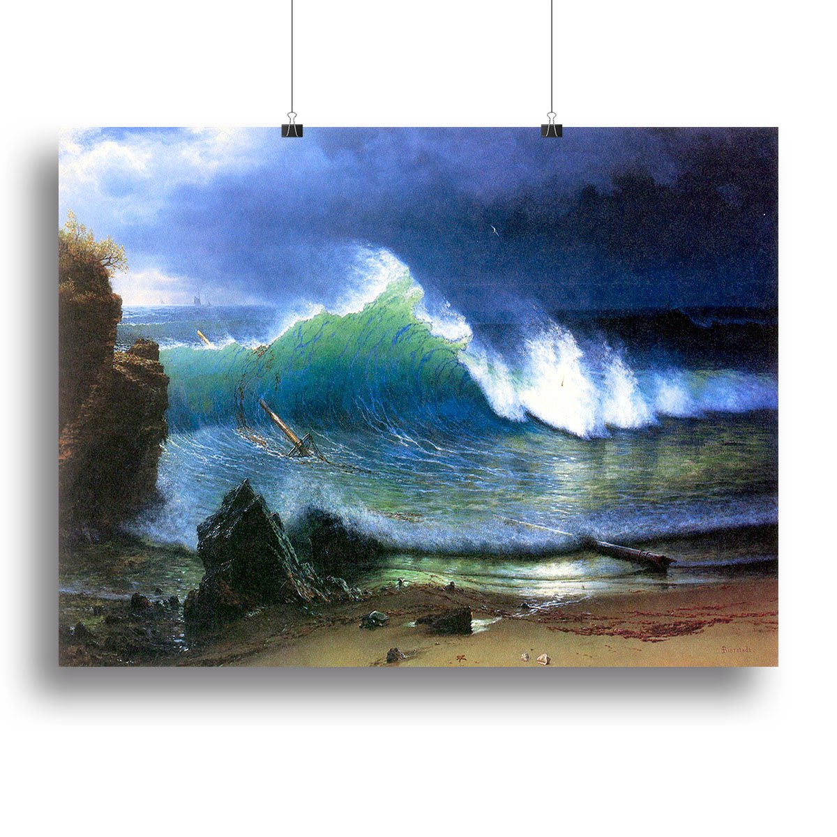 The coast of the Turquoise sea by Bierstadt Canvas Print or Poster