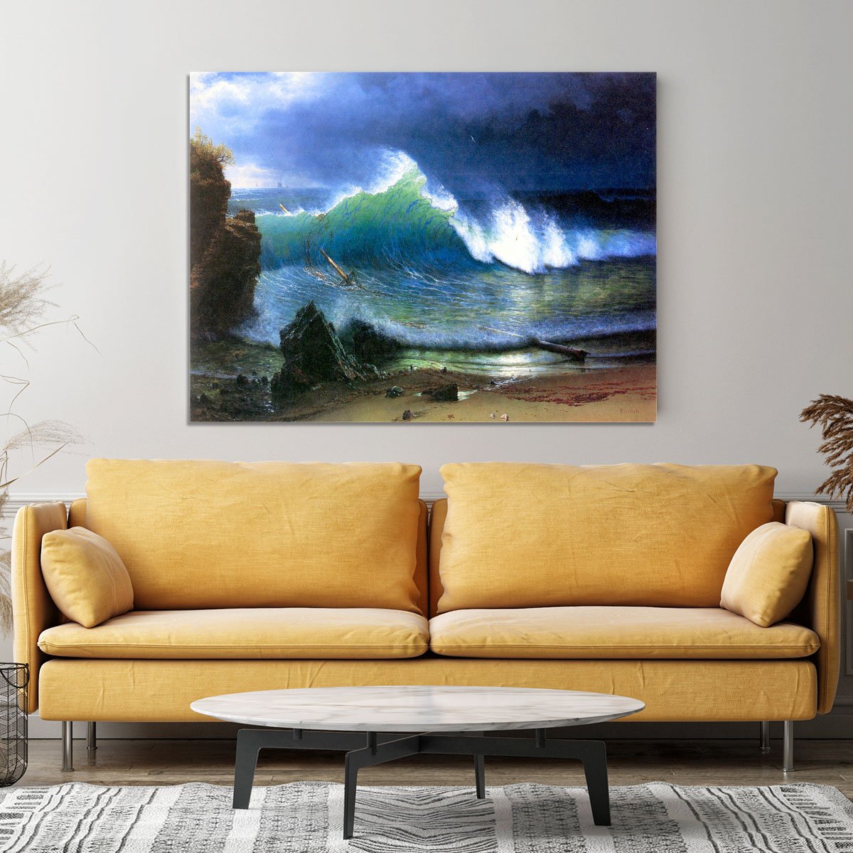 The coast of the Turquoise sea by Bierstadt Canvas Print or Poster
